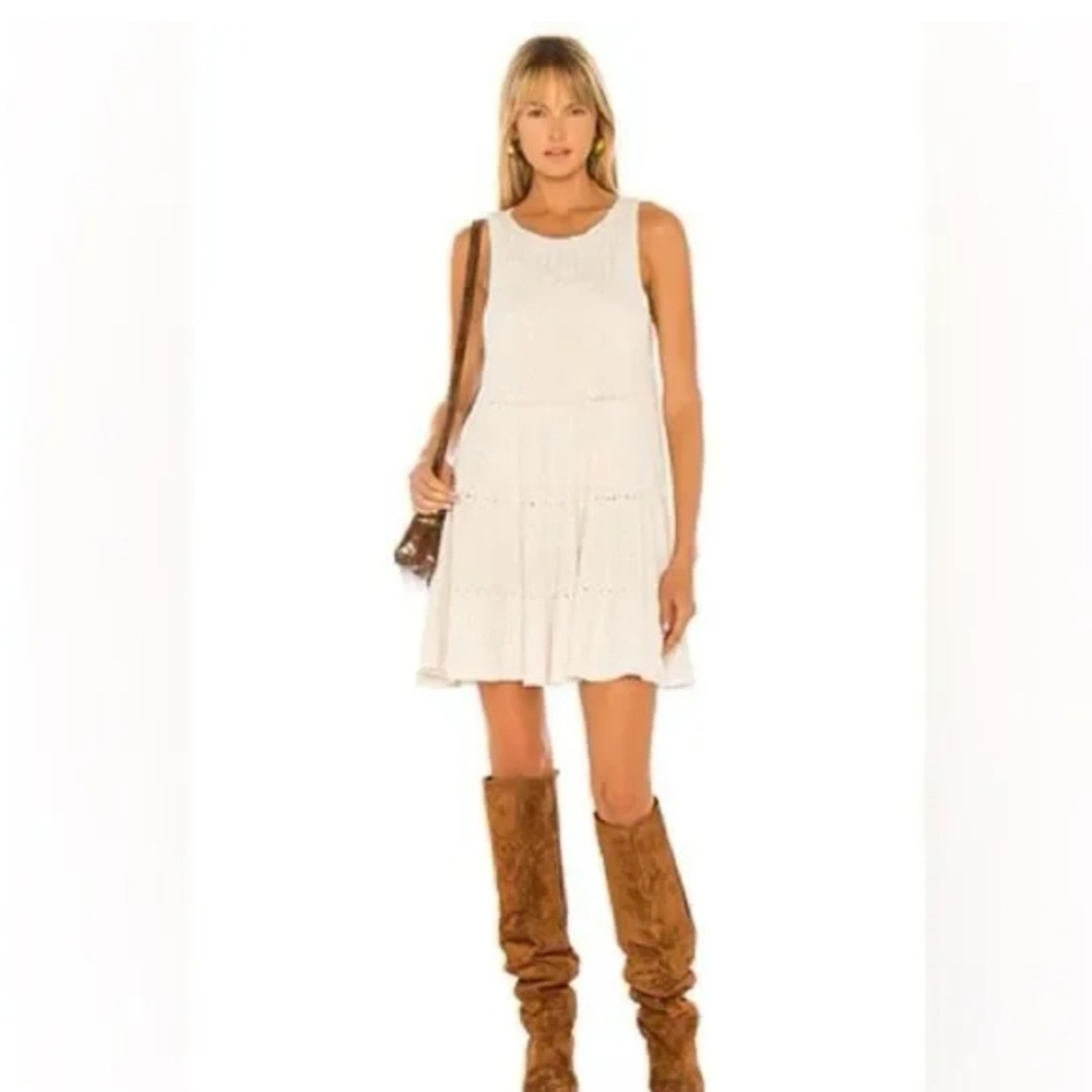 Free People Cream Sleeveless Mini Dress